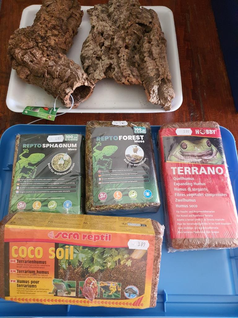 Terrarium, Palludarium set. Kurk, cocos, spagnum, mos, humus, Ophalen of Verzenden