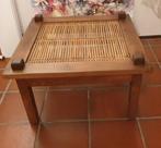 EikenHouten Salon Tafel met Bamboe Blad, 45 tot 60 cm, Vierkant, Ophalen of Verzenden, 75 cm of meer