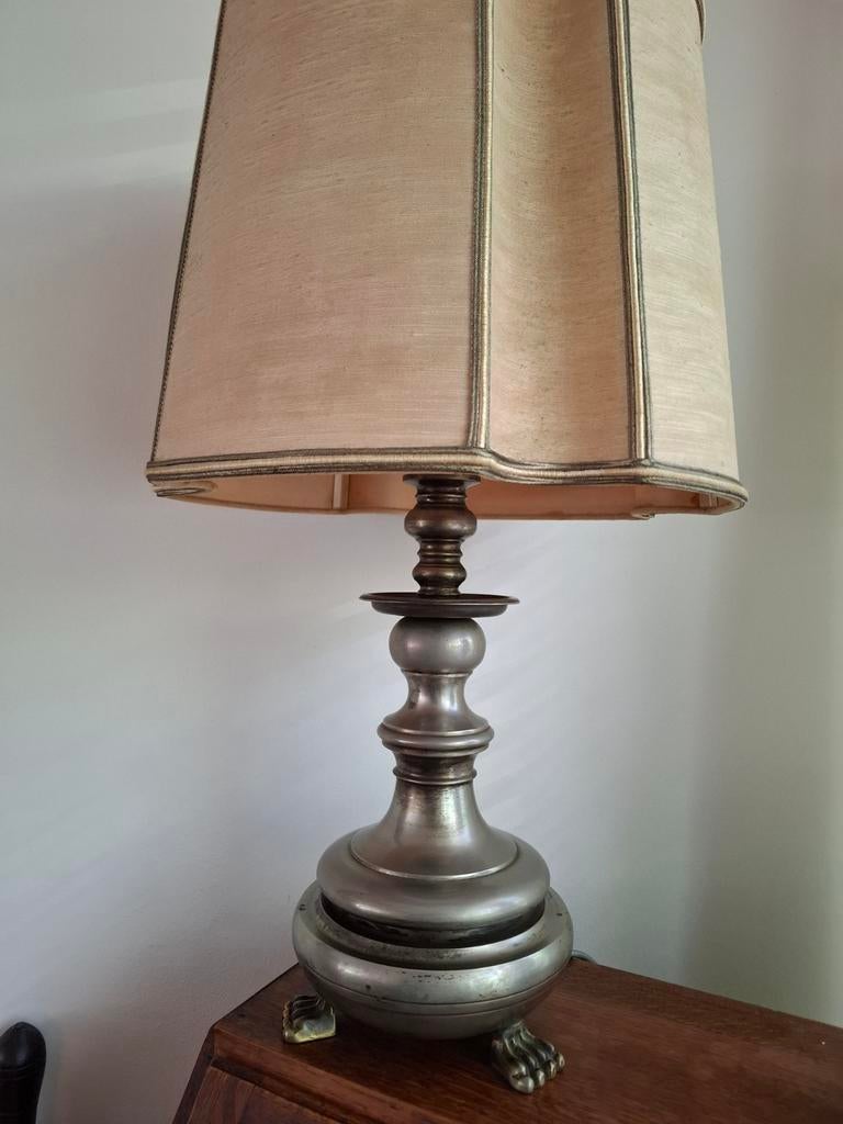 Klassieke Baluster Tafellamp - Tin met Pagodekap, Antiek en Kunst, Antiek | Lampen, Ophalen