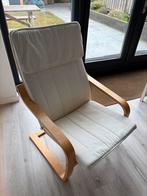 Ikea Poäng stoel met witte kussens, Huis en Inrichting, Ophalen, Gebruikt, Wit, Eén