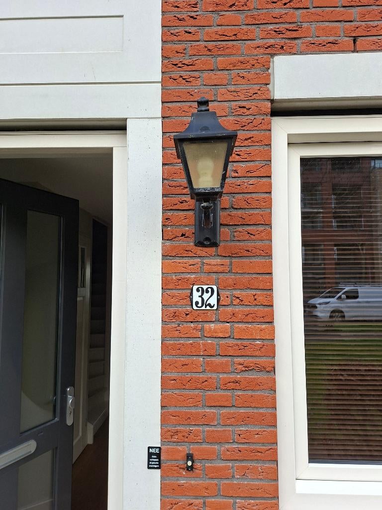 buiten lantaarn Gietijzer zwart, Tuin en Terras, Buitenverlichting, Gebruikt, Wandlamp, Ophalen of Verzenden, Netvoeding