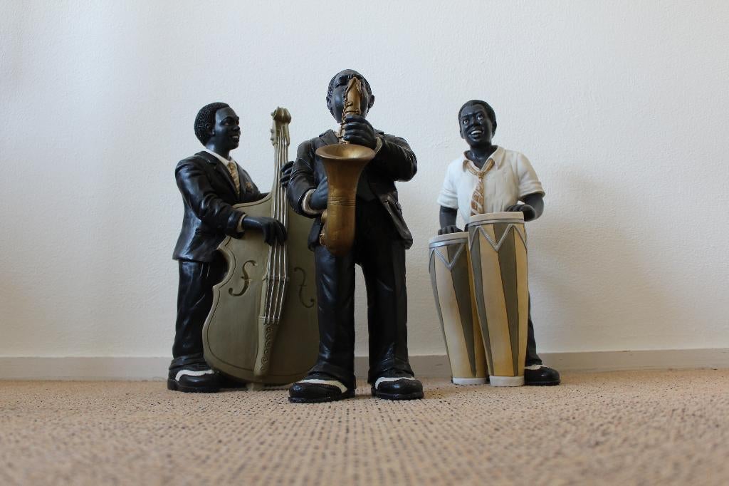 Decoratieve Jazz band beelden van 37 cm hoog, 1980 tot heden, Overige formaten, Ophalen of Verzenden, Zo goed als nieuw