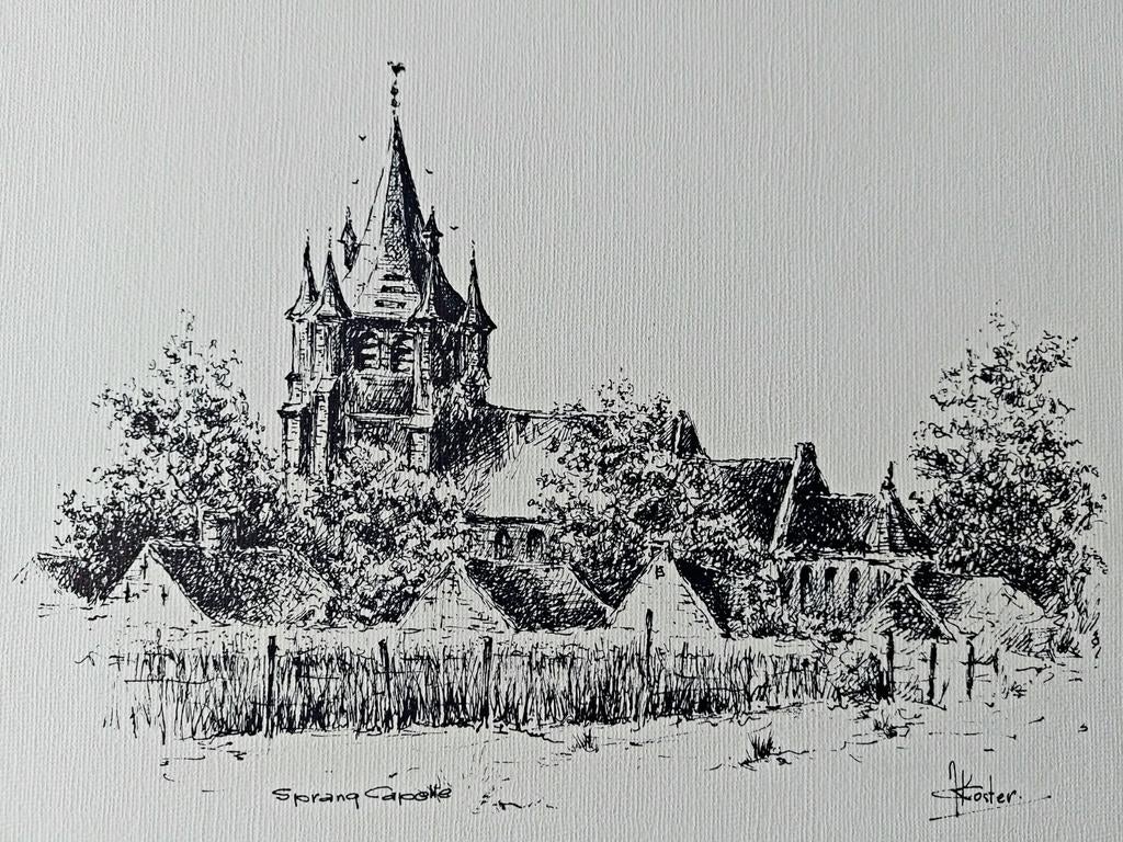 Sprang-Capelle ... Ned.- Herv. Kerk ... Kees Koster ..., Antiek en Kunst, Kunst | Tekeningen en Foto's, Ophalen of Verzenden