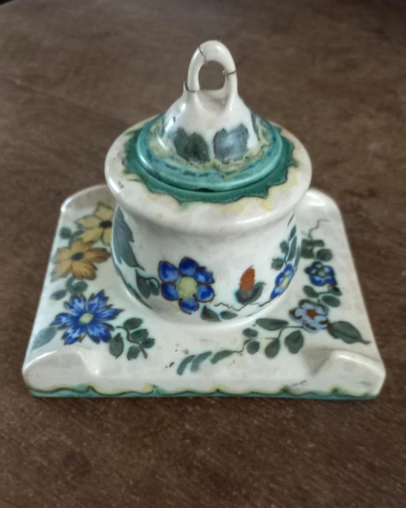 Gouda plateel Zuid-Holland PZH inktstel, Antiek en Kunst, Antiek | Keramiek en Aardewerk, Ophalen of Verzenden