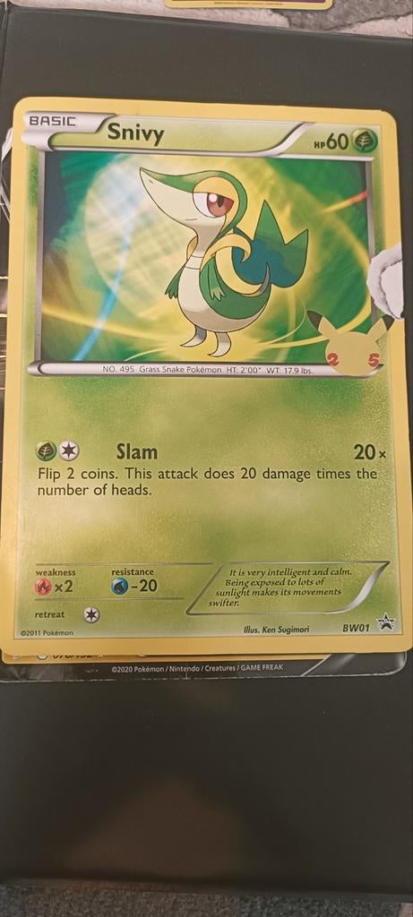 Snivy Giant Card BW01 Pokemon Kaart, Ophalen of Verzenden, Zo goed als nieuw, Losse kaart