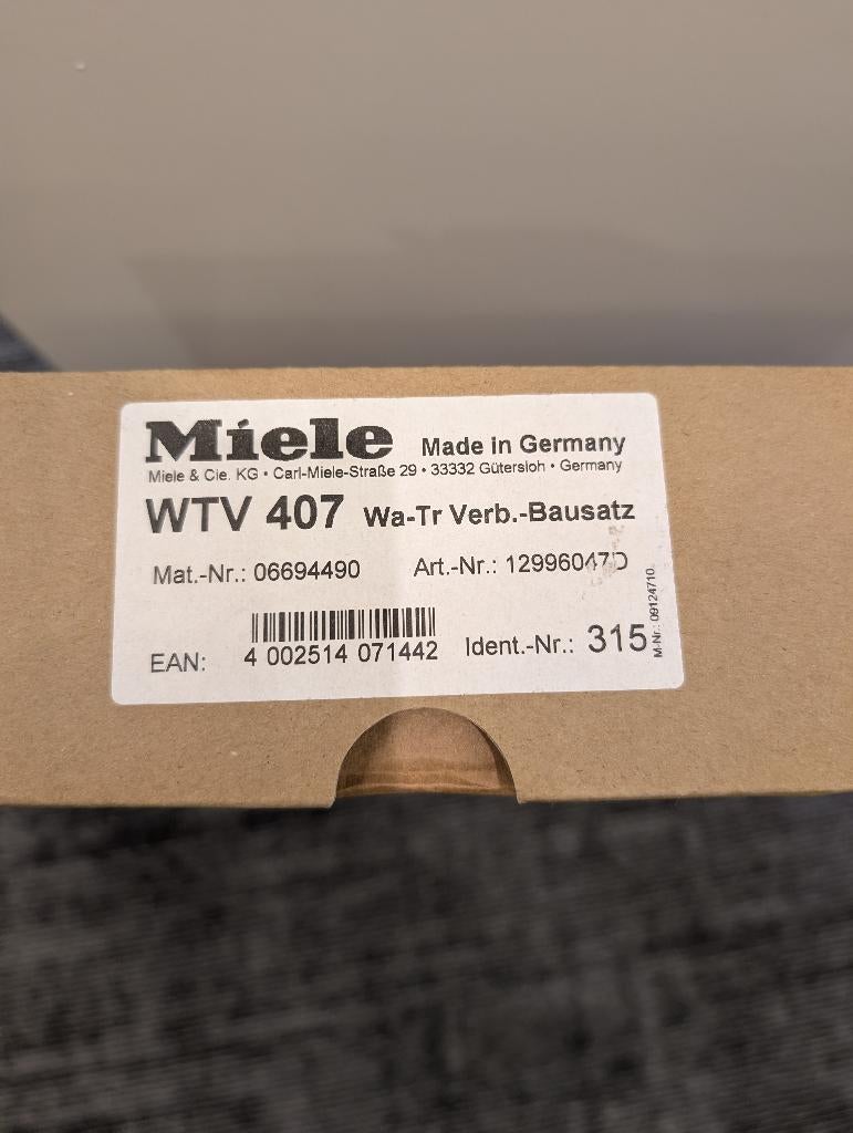 Miele Tussenstuk wasmachine en Droger, Witgoed en Apparatuur, Onderdelen en Toebehoren, Ophalen, Nieuw