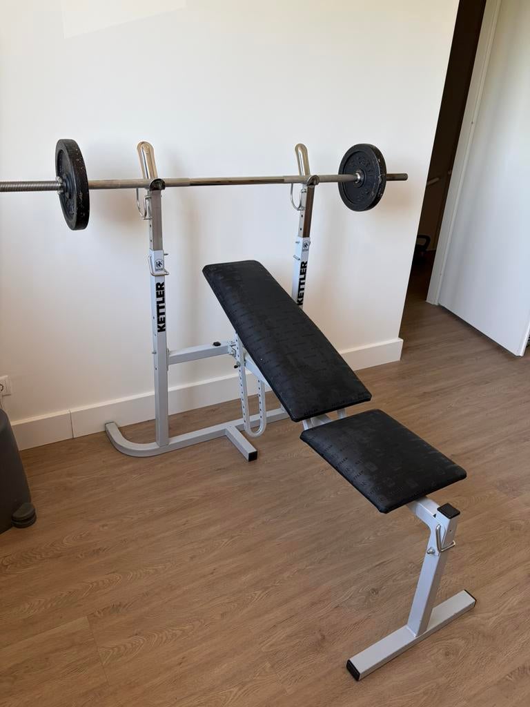 Halterbank met stang, Ophalen, Gebruikt, Fitnessbank