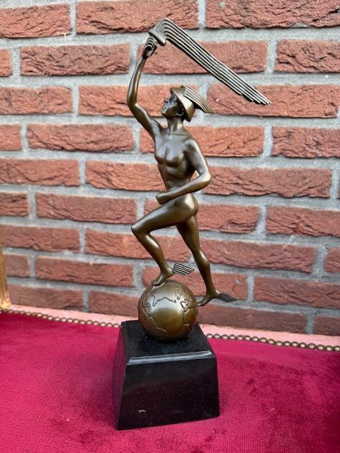 bijzonder bronzen beeld van MERCURIUS/ HERMES, Antiek en Kunst, Antiek | Koper en Brons, Brons, Ophalen of Verzenden