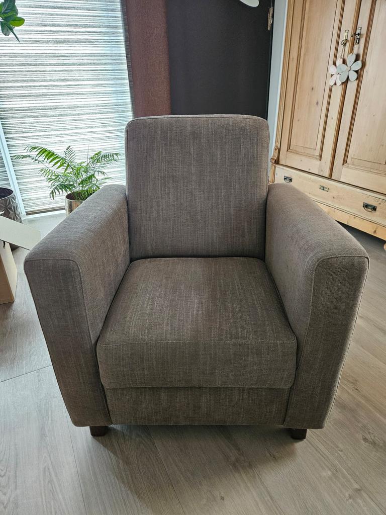 Nette fauteuil zand / beige, Ophalen, 75 tot 100 cm, Zo goed als nieuw, Stof