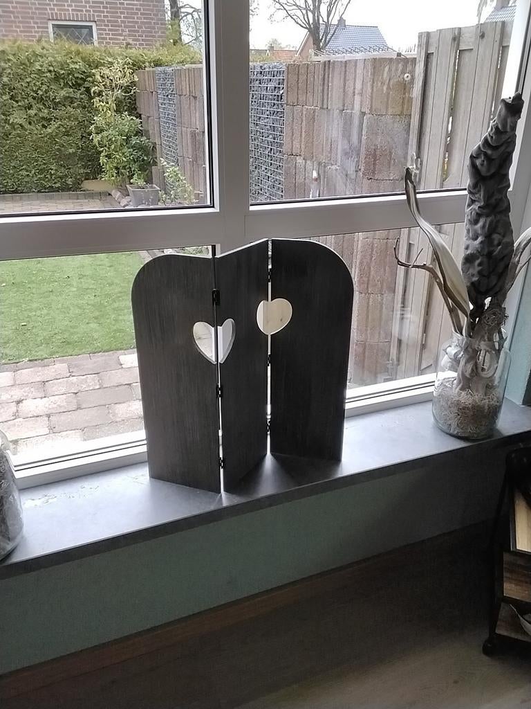 Mooi houten raamscherm, Huis en Inrichting, Woonaccessoires | Kamerschermen, Ophalen of Verzenden, Zo goed als nieuw