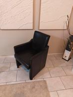 Zwarte leren stoelen 4st, Ophalen of Verzenden, Zo goed als nieuw