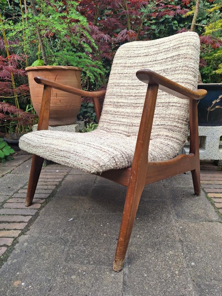 Retro vintage Louis van Teeffelen voor Wébé fauteuil, Ophalen of Verzenden, Gebruikt, Bruin, Eén