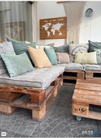 Complete Pallet Loungeset met Kussens, Ophalen, 5 zitplaatsen, Gebruikt, Bank