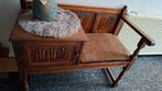 Antieke houten bank met opbergruimte, Huis en Inrichting, Gebruikt, Minder dan 75 cm, Stof, 75 tot 100 cm