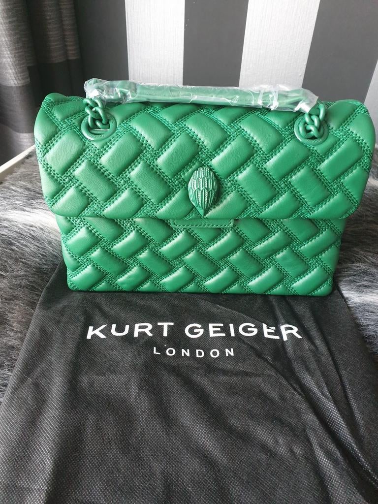 Kurt Geiger groen leren Kensington tas medium, Verzenden, Nieuw, Groen, Schoudertasje