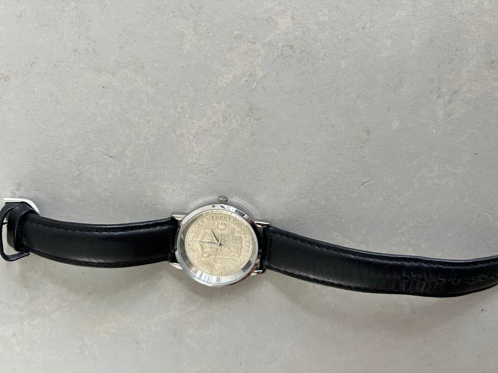 Uniek! Munthorloge met zilveren gulden, Sieraden, Tassen en Uiterlijk, Horloges | Heren, Overige merken, Overige materialen, Polshorloge