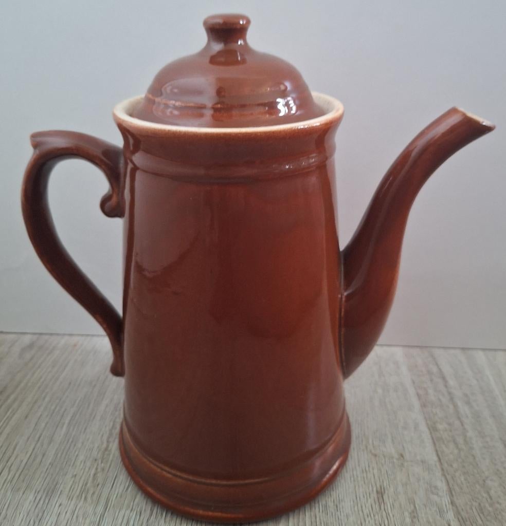 Vintage aardewerk bruine koffiepot van Tellurite België, Ophalen of Verzenden