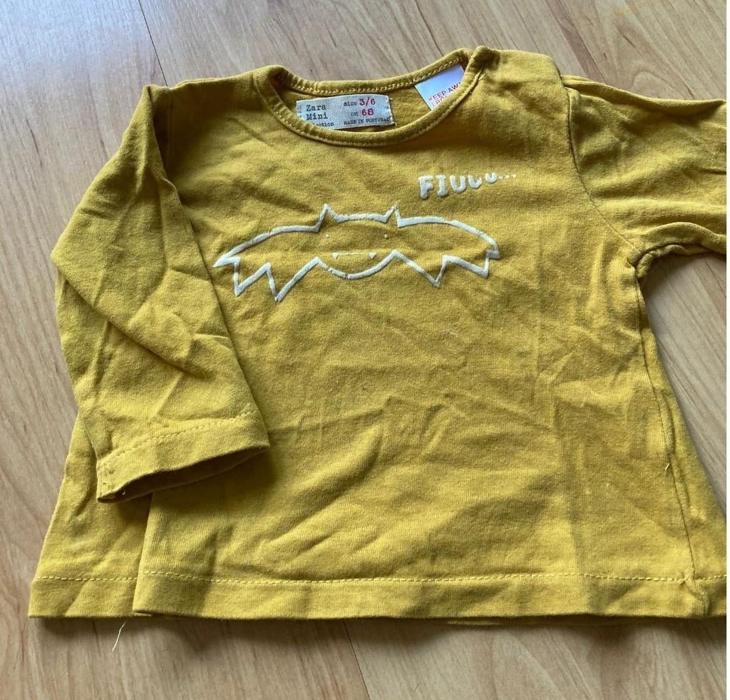 ZARA tshirt oker geel maat 68, Kinderen en Baby's, Babykleding | Maat 68, Meisje, Ophalen of Verzenden, Zo goed als nieuw, Zara