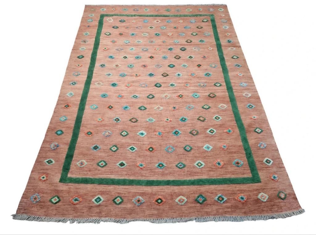 Handgeknoopt oosters wol Kelim Modern Yasmoon Dots 212x299cm