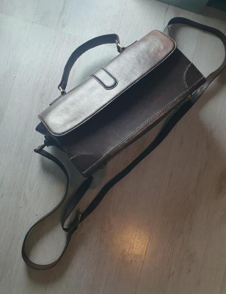 Bosboom Natural Bag Collection echt Lederen vintage tas, Ophalen of Verzenden, Gebruikt, Bruin, Schoudertasje