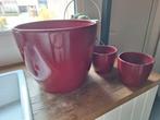 Set binnenpotten bordeauxrood, Ophalen, Rond, Aardewerk, Minder dan 40 cm