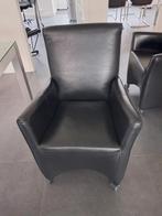 (EET) FAUTEUILS (6 stuks) zwart leer op wielen, merk JESS., Ophalen, Zwart, Leer, Zo goed als nieuw