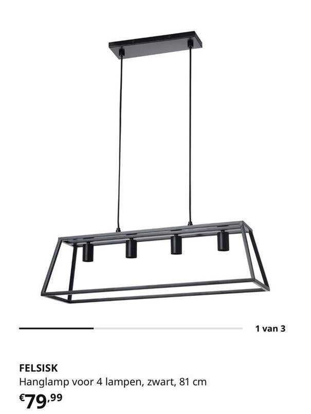 Felsisk lamp Ikea, Huis en Inrichting, Lampen | Hanglampen, Ophalen, Zo goed als nieuw, Metaal, Minder dan 50 cm