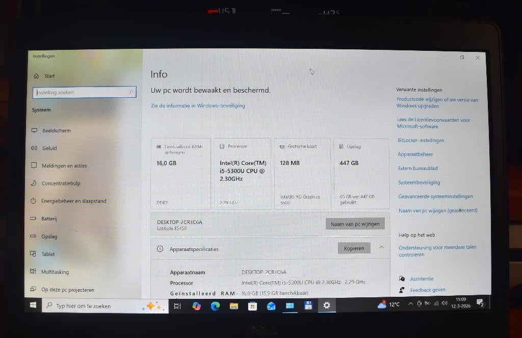 Te koop Dell E5450 laptop, Computers en Software, Windows Laptops, 2 tot 3 Ghz, 14 inch, Ophalen of Verzenden, Zo goed als nieuw