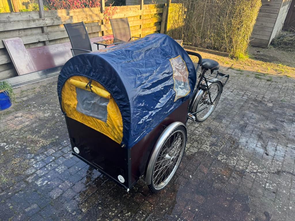 Christiania bakfiets met huif, 3 versnellingen, rijdt goed, Fietsen en Brommers, Fietsen | Bakfietsen, Gebruikt, Huif, 2 kinderen