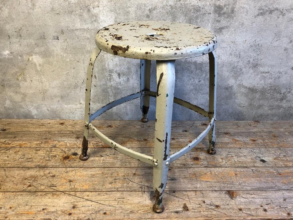 Vintage metalen | stalen | kruk | chaise nicolle Frankrijk, Ophalen of Verzenden, Gebruikt, Staal