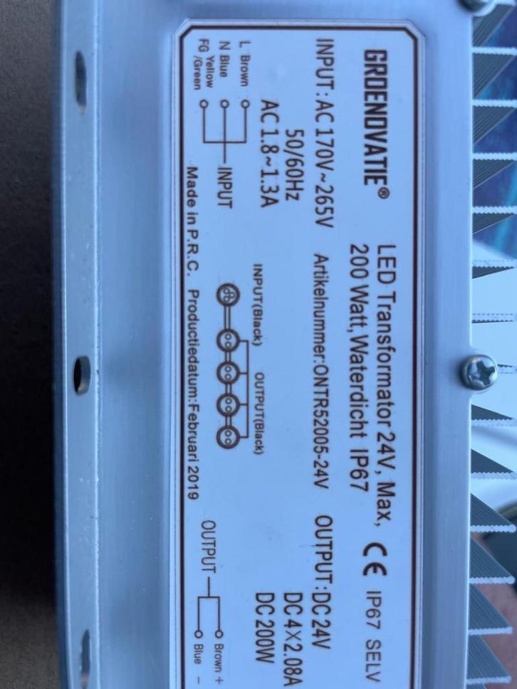 LED Transformator 24V, 200W, Waterdicht IP67 - Nieuw, Doe-het-zelf en Verbouw, Elektra en Kabels, Nieuw, Overige typen, Ophalen