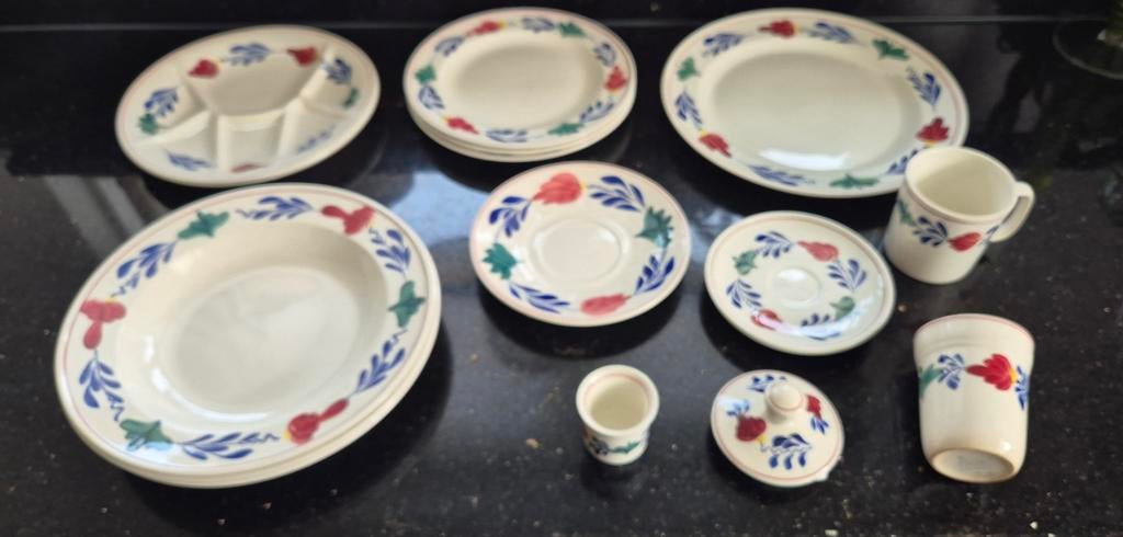 Boch BOERENBONT servies, borden, fondue bord soepbord, Antiek en Kunst, Ophalen of Verzenden