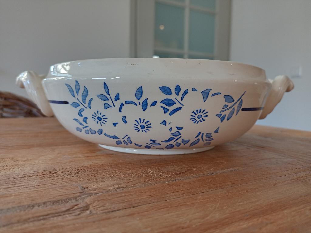 antieke Franse serveerschaal  Faïncerie Nouvelle, Ophalen of Verzenden