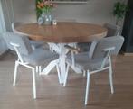 Eiken eettafel rond, Ophalen, Zo goed als nieuw, Vijf personen of meer, 100 tot 150 cm