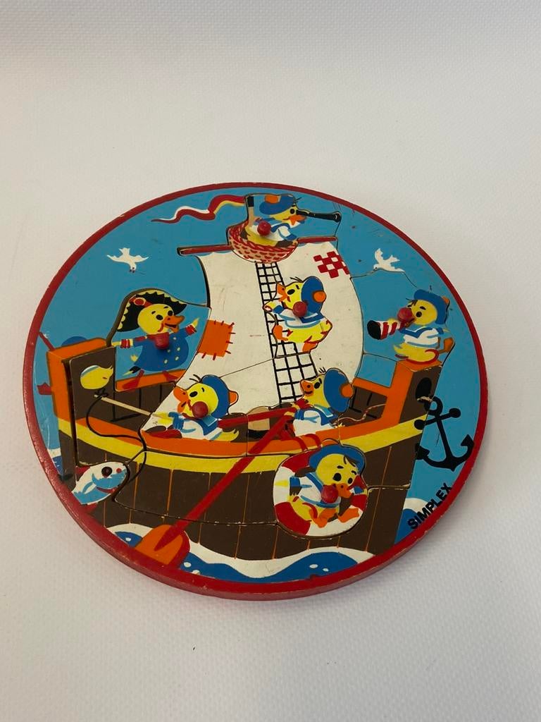 SIMPLEX kinderpuzzel met eendjes op boot, 2 tot 4 jaar, Gebruikt, 10 tot 50 stukjes, Ophalen of Verzenden