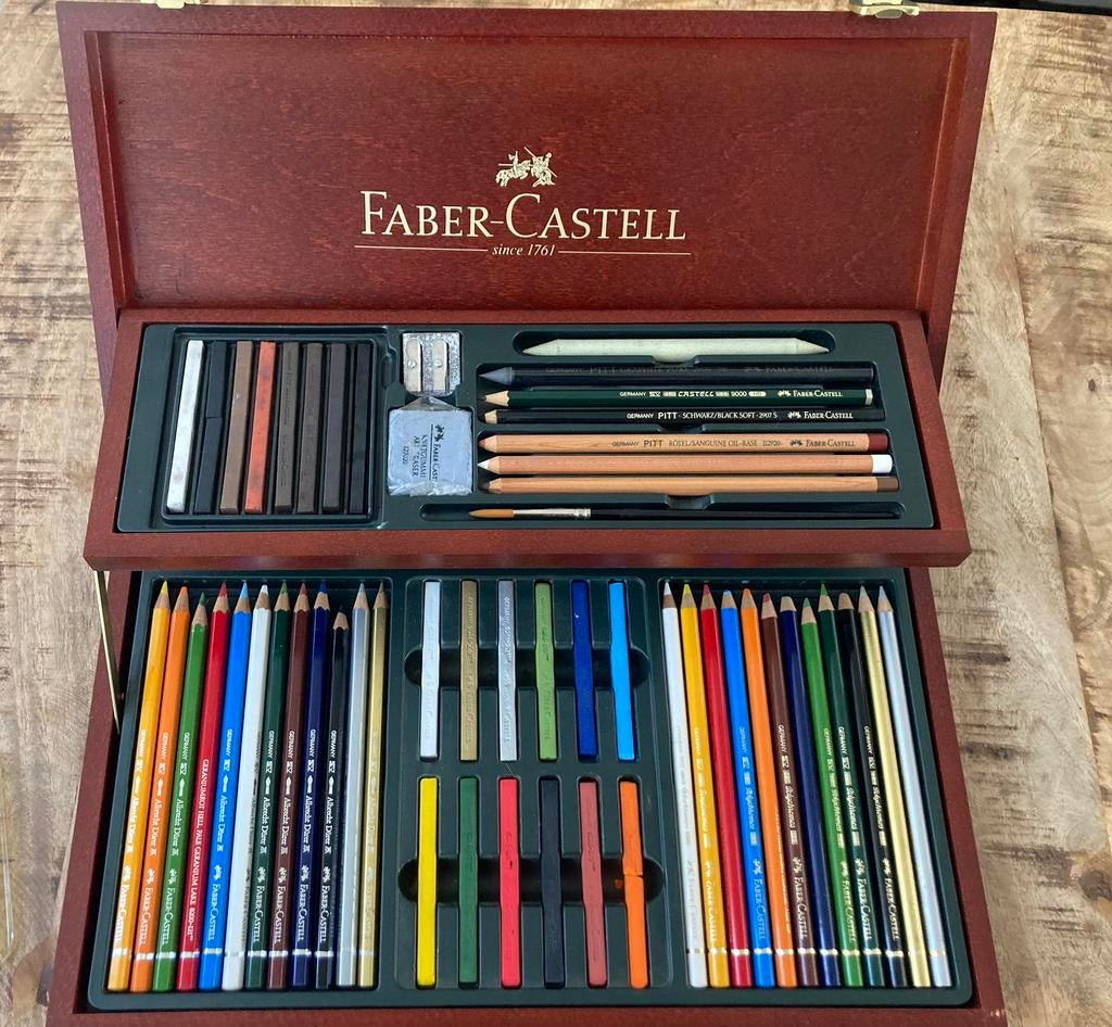 Faber-Castell compendium in houten kist – Complete tekenset, Verzenden, Zo goed als nieuw, Overige typen