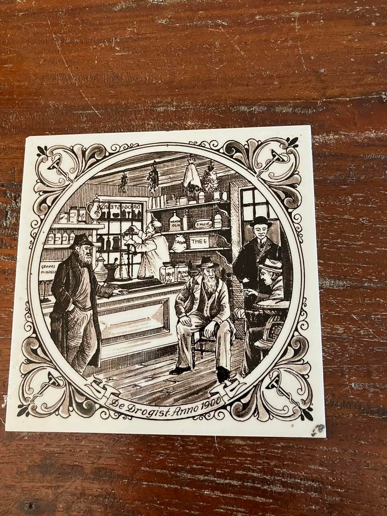 Tegel Plateelbakkerij Schoonhoven De Drogist, Antiek en Kunst, Ophalen of Verzenden