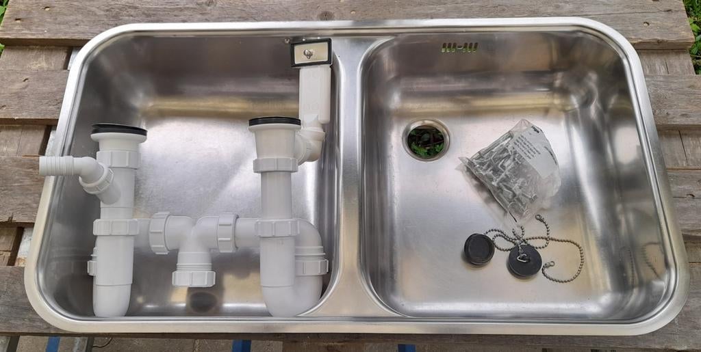 Dubbele inbouwspoelbak, compleet., Ophalen, 25 tot 50 cm, 50 tot 100 cm, Minder dan 100 cm