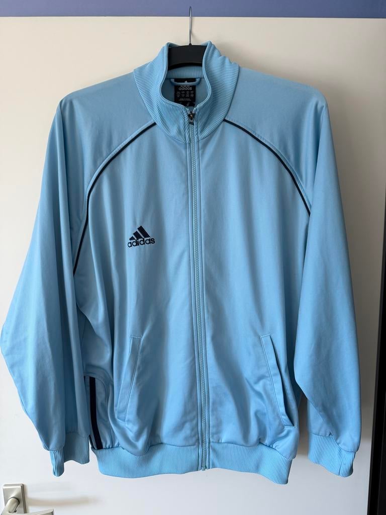 Adidas Trainingsjack Blauw Maat L, Ophalen of Verzenden, Zo goed als nieuw, Maat 52/54 (L), Blauw