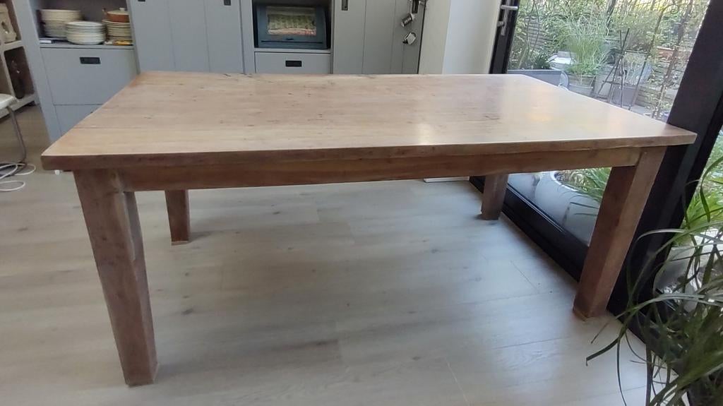 Mooie Teak Houten Grote Eettafel, Huis en Inrichting, Tafels | Eettafels, Ophalen, Gebruikt, 100 tot 150 cm, 200 cm of meer