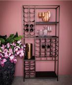 Metalen wijnrek wijnkast met lederen ophangsysteem  34 fl., Ophalen, Pietseweg 13A Oud Gastel, Zo goed als nieuw, 25 flessen of meer