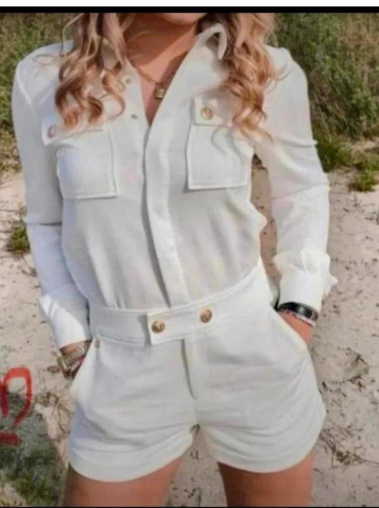 Crème, wit JoshV, Josh V playsuit, broekpakje in maat S., Ophalen of Verzenden, Zo goed als nieuw, Maat 36 (S), Wit