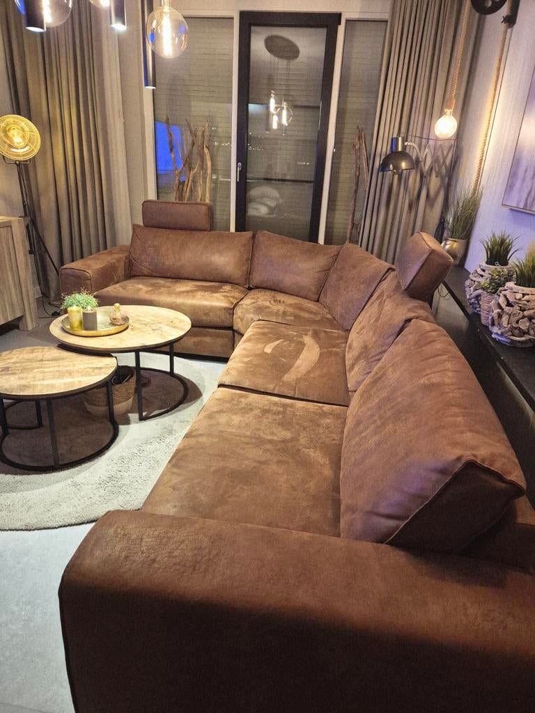 Luxe microleder hoekbank - Perfecte kwaliteit, Huis en Inrichting, Banken | Bankstellen, Ophalen, Overige materialen, Modern, Industrieel, Comfortabel