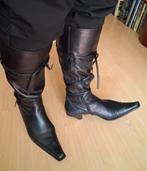 Zwarte sexy leren laarzen maat 40, Hoge laarzen, Zwart, Ophalen of Verzenden, Zo goed als nieuw