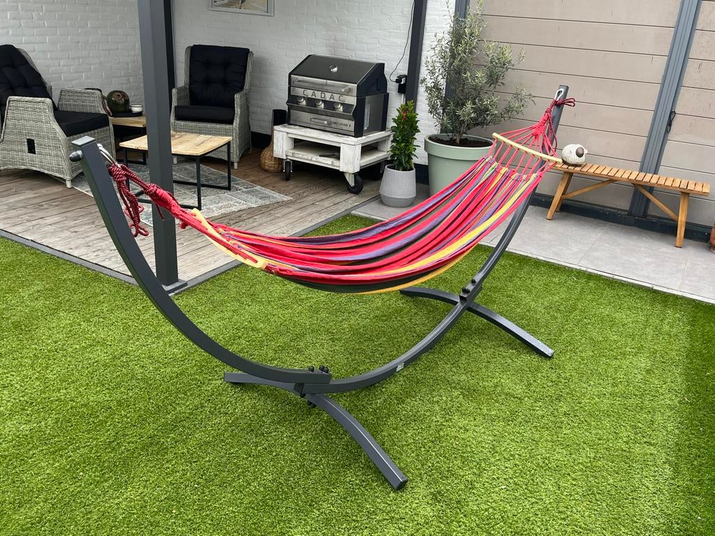 Comfortabele Hangmat met Stevig Frame, Tuin en Terras, Ophalen, Gebruikt, Meerpersoons, Met standaard