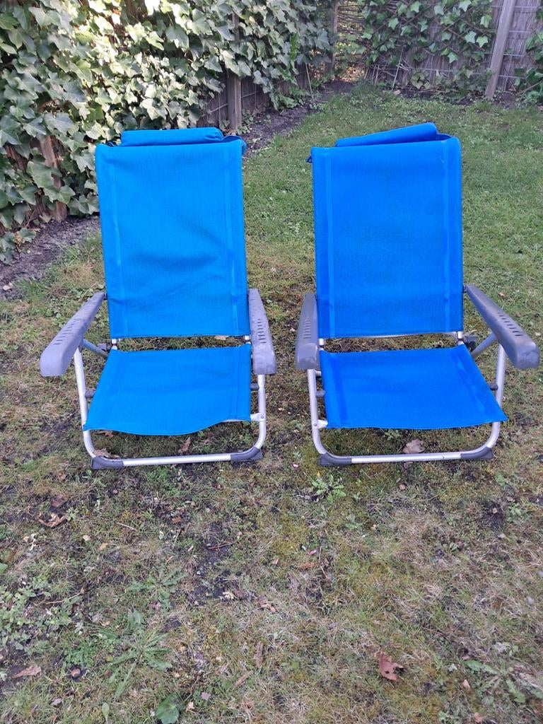 2x Blauwe Campingstoelen - Comfortabel en Opvouwbaar, Caravans en Kamperen, Kampeermeubelen, Ophalen, Campingstoel