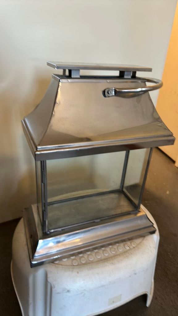 Sier lantaarn  met deurtje ., Gebruikt, Overige kleuren, 25 tot 50 cm, Ophalen of Verzenden