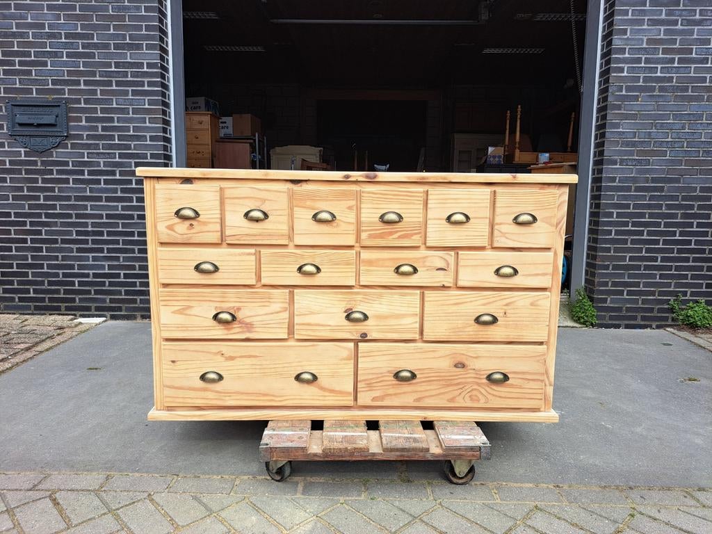 Puur natuur grenen ladekast refurbished, RoDeKo Volendam, R.kooij65@gmail.com, 100 tot 150 cm, Ophalen of Verzenden