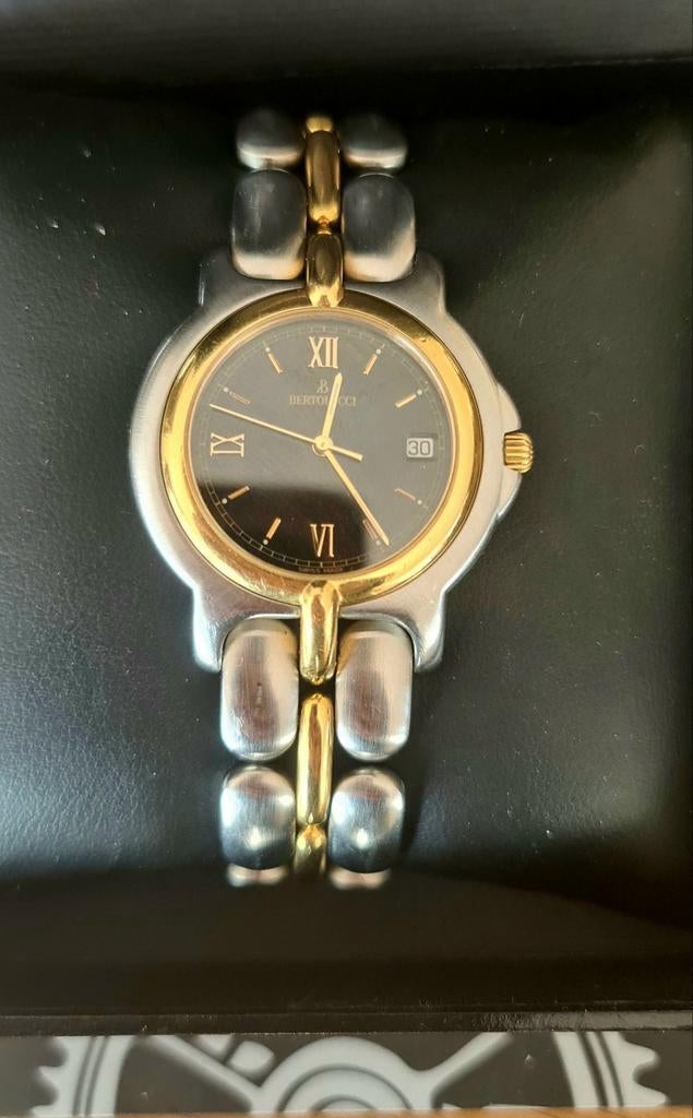 Bertolluci Pulchra 18K Goud RVS Horloge Jaren 80/90, Sieraden, Tassen en Uiterlijk, Horloges | Dames, Overige merken, Staal, Ophalen of Verzenden