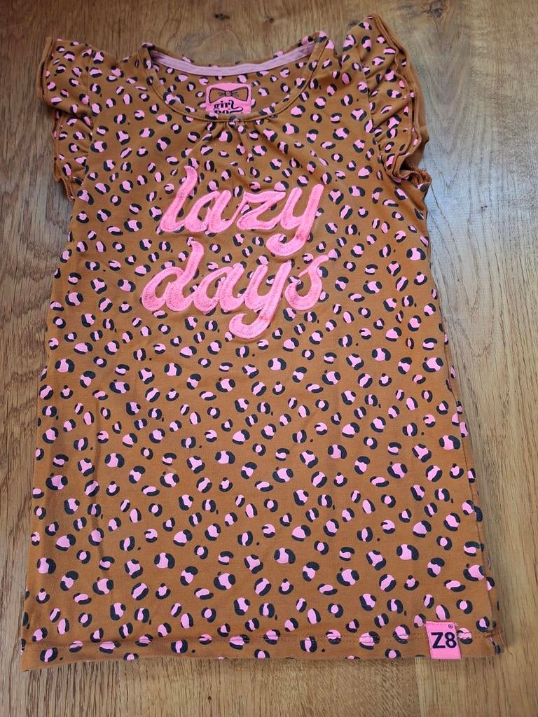 Z8 T-shirt Lazy Days luipaardprint maat 128/134, Kinderen en Baby's, Kinderkleding | Maat 128, Gebruikt, Meisje, Z8, Ophalen of Verzenden